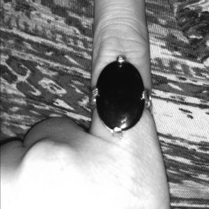 Faux onyx adjustable ring